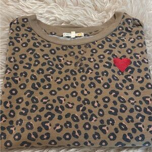 C&C California Kids Leopard Print Sweatshirt with Red Heart XL